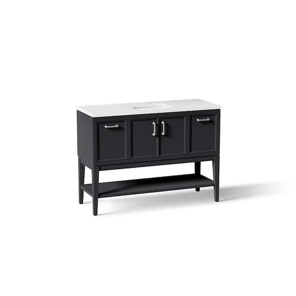 Winnow 48 in. Single Sink Freestanding Slate Grey Bath Vanity with White Quartz Top Assembled