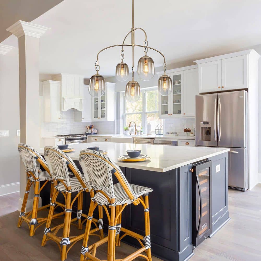 41.73 in. 5-Light 2-Tier Antique Gold Metal Chandelier Pendant with Oval Glass Shades for Living Room, Kitchen Island price history on PriceWatchPro