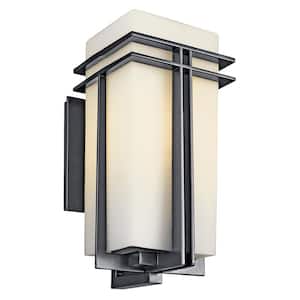 Tremillo 20.25 in. 1-Light Black Outdoor Hardwired Wall Lantern Sconce with No Bulbs Included (1-Pack)