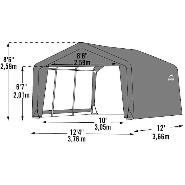 12 ft. W x 12 ft. D x 8 ft. H Peak-Style Steel Shed-In-A-Box Storage Shed in Grey with Patented Stabilizers