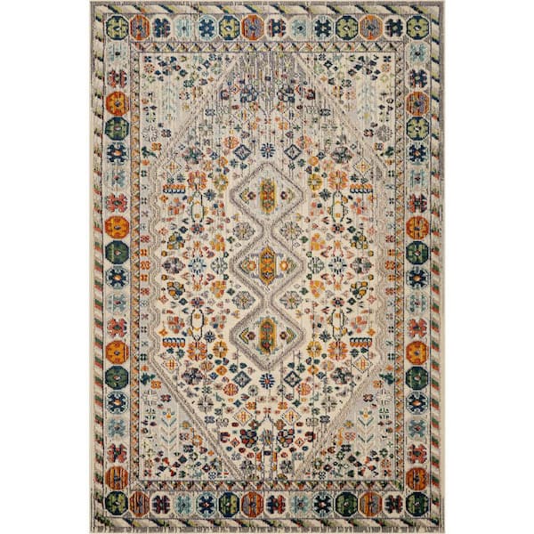 Erline Colorful Bohemian Area Ivory Multicolor 8 ft. x 11 ft. Indoor Area Rug