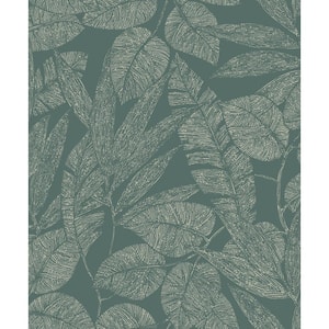 Green Digital Leaf Outline Botanical Printed Non-Woven Non-Pasted Textured Wallpaper 57 Sq. Ft.
