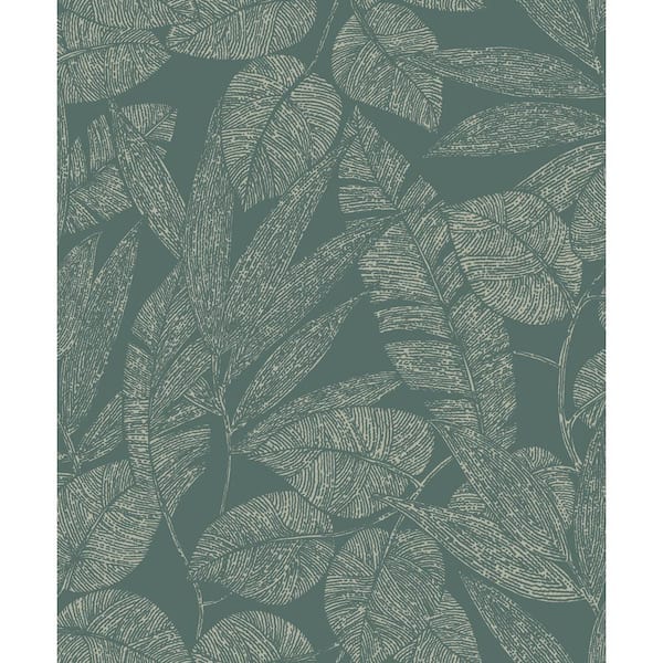 Walls Republic Green Digital Leaf Outline Botanical Printed Non-Woven Non-Pasted Textured Wallpaper 57 sq. ft.