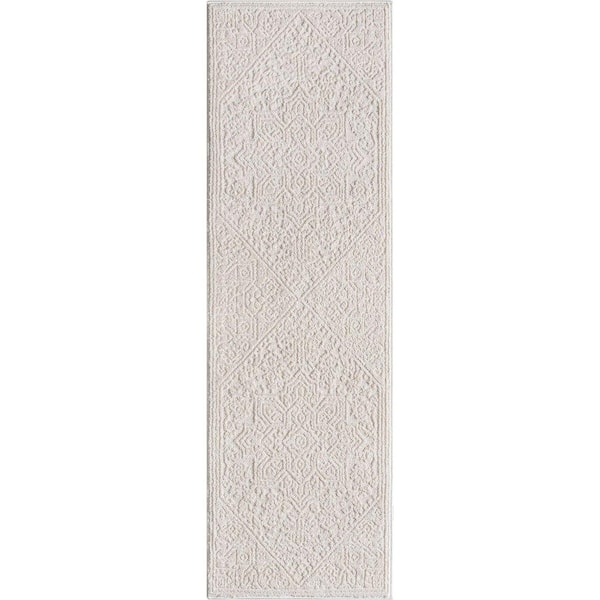 Harlow Cloud Medallion Farmhouse Medallion, Ivory 2 ft. 3 in. x 7 ft. 3 in. Runner, Area Rug