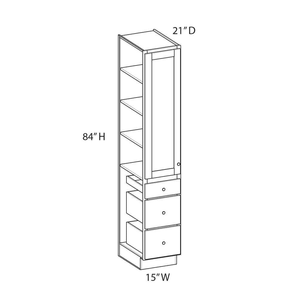 Norfolk Shaker 15 in. W x 84 in. H x 21 in. D in Painted White Plywood Asse