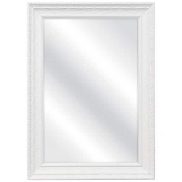 White 31.4 in. W x 43.3 in. H Rectangle Plastic Framed Mirror