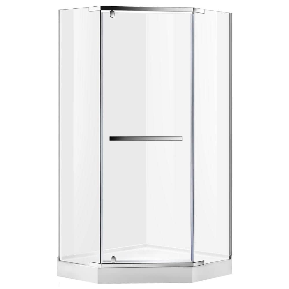 Castle Series Polished Chrome Semi-Frameless Shower Door with Tsunami Guard