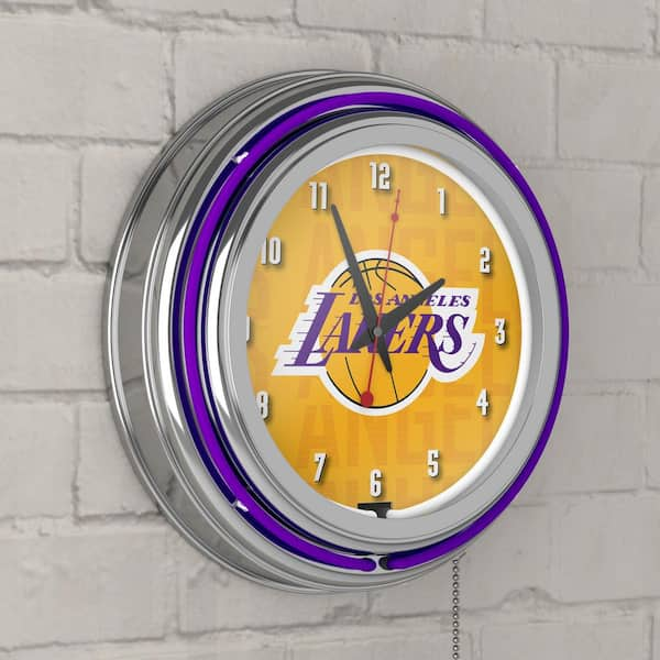 Los Angeles Lakers Purple City Lighted Analog Neon Clock NBA8LAL3