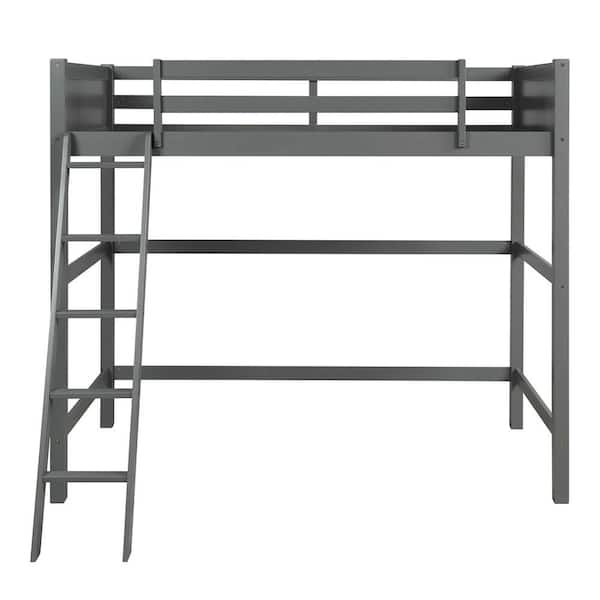 Qualfurn Nickelsville Gray Twin Size Solid Wood Loft Bed Blee