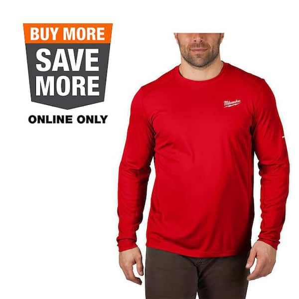 Men's WORKSKIN X-Large Red Lightweight Performance Long-Sleeve T-Shirt