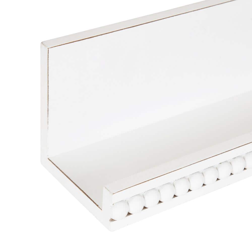 White Beaded Floating Wall Shelf, 36-Inch MDF