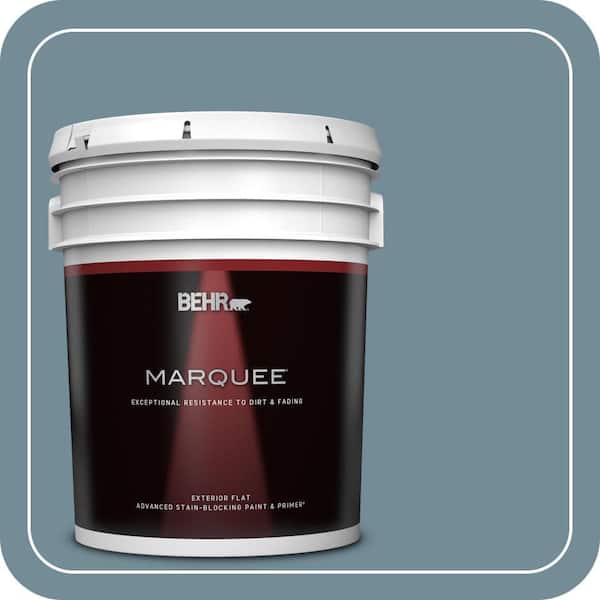 BEHR MARQUEE 5 gal. #QE-54 Shaker Blue Flat Exterior Paint & Primer