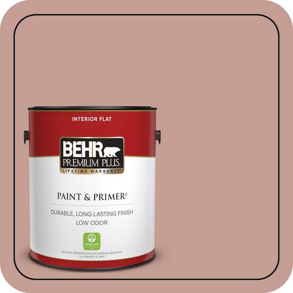 BEHR PREMIUM PLUS 1 gal. #S170-4 Retro Pink Flat Low Odor Interior Paint & Primer