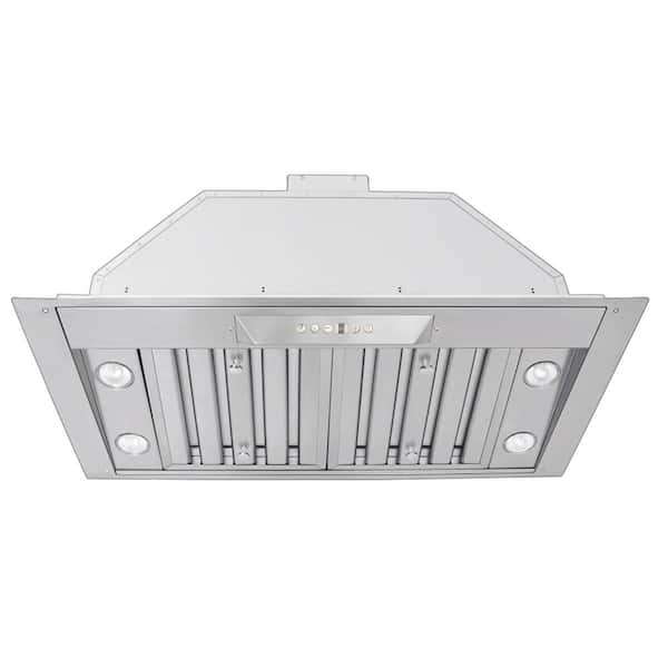 Hurricane PLJL INS.28.18D 28 in. 1200 CFM Built-in Range Hood Insert with LED Lights and Baffles in Stainless Steel