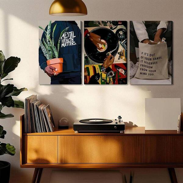 Fashion African American Black Man Prints Record Music DJ Canvas