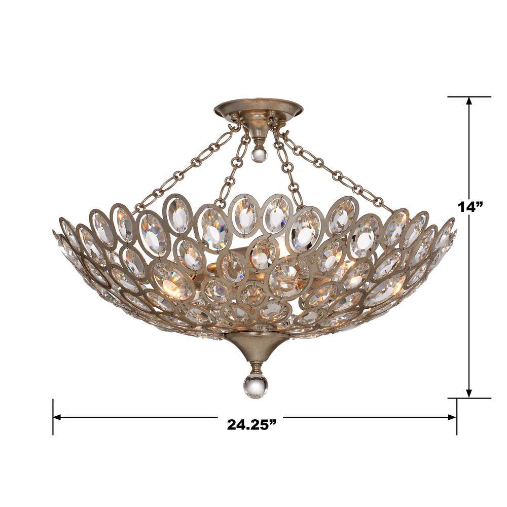 Distressed Twilight Crystal 5-Light Indoor Bowl Ceiling Mount