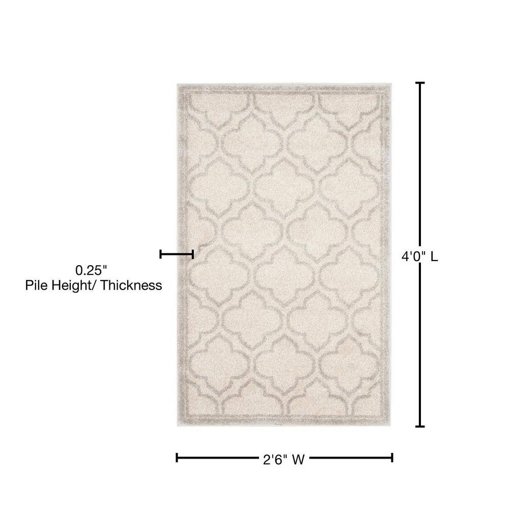 Ivory and Light Grey Rectangular Synthetic Area Rug 2'6" x 4'