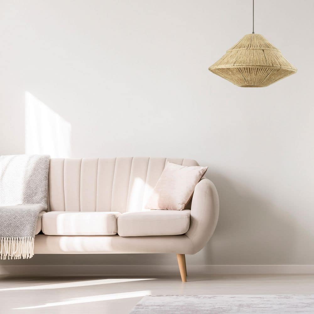 Frannie 1-Light Black Metal Statement Pendant Light with Tan Jute Cone-Shaped Shade price history on PriceWatchPro