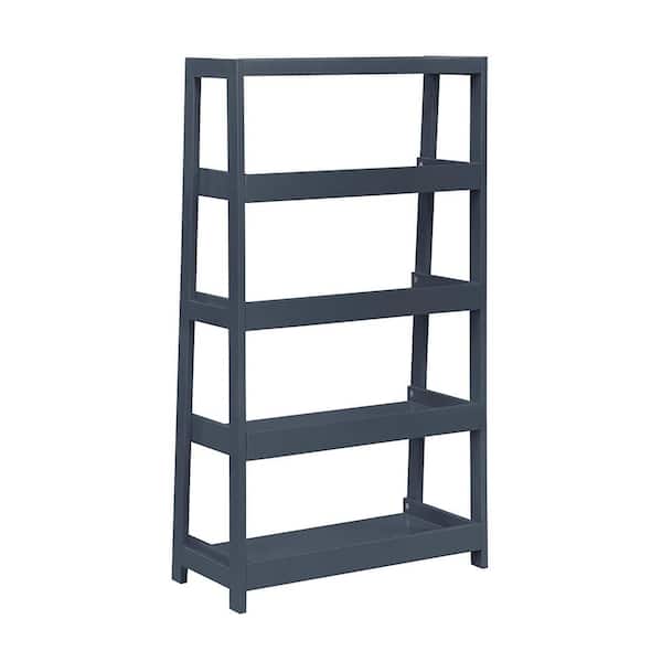 Lazzara Eliza 54 in. Tall Navy Blue Wood 4 Fixed Shelves Bookcase