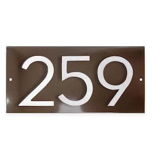 Horizontal Floating Modern Address Plaque (4 in. Numbers-3 Characters)-Roman Bronze/Brushed Aluminum