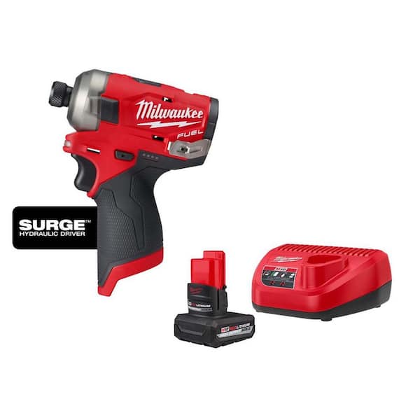 M12 FUEL SURGE 12V Lithium-Ion Brushless Cordless 1/4 in. Hex Impact Driver with HIGH OUTPUT XC5. 0 Starter Kit