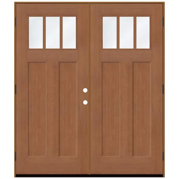 Regency 72 in. x 80 in. 1/4 TopL 3SDL Clear Glass RHOS AtmWht Fir Fiberglass Double Prehung Front Door with 4-9/16 Jamb