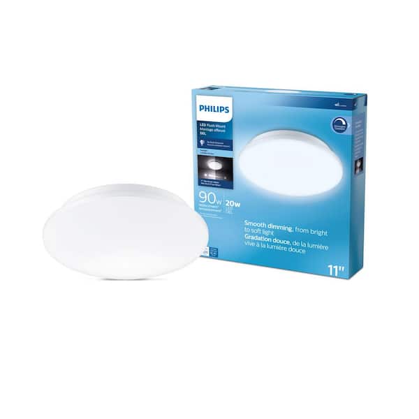Philips White 11 in. Slim Drum Integrated LED Flush Mount Daylight 5000K (2-Pack)