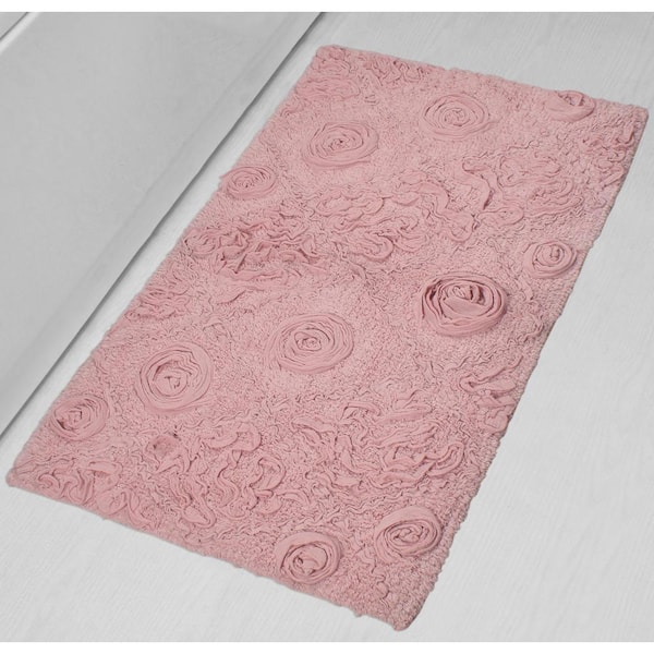 Home Weavers Inc Modesto Collection Pink Cotton 2 Piece Bath Rug Set