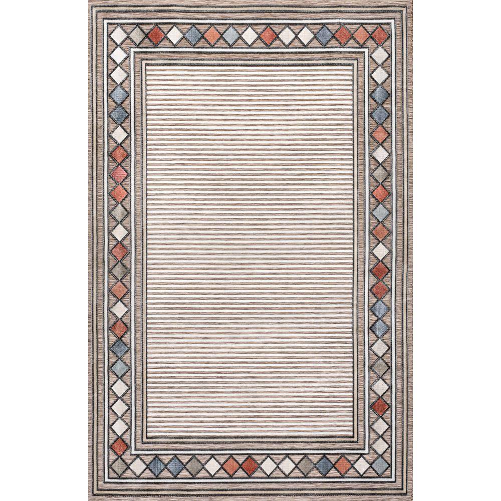 Sebastian Brown and Ivory Geometric Synthetic Rectangular Rug 3' x 5'