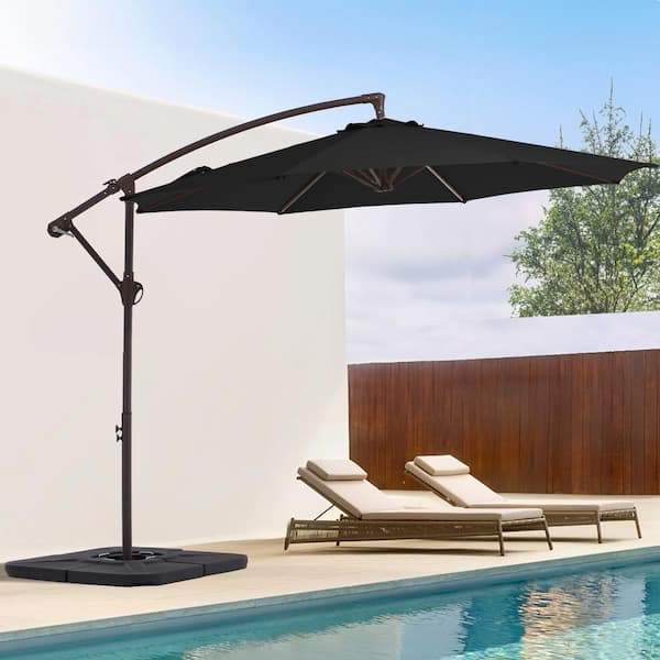 10 ft. Cantilever Round Offset Patio Umbrella in Black