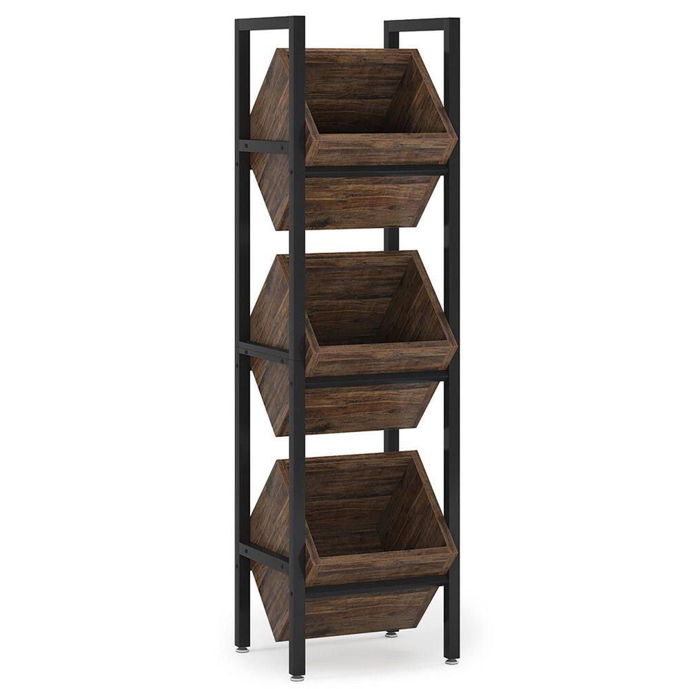 Nederland 36-Bottle Brown Wine Rack, Floor Wine Bottle Rack Cabinet, 3-Tier Standing Organizer Storage Rack
