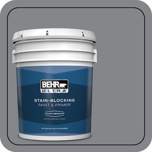 BEHR ULTRA 5 gal. #N500-5 Magnetic Gray color Extra Durable Satin Enamel Interior Paint & Primer