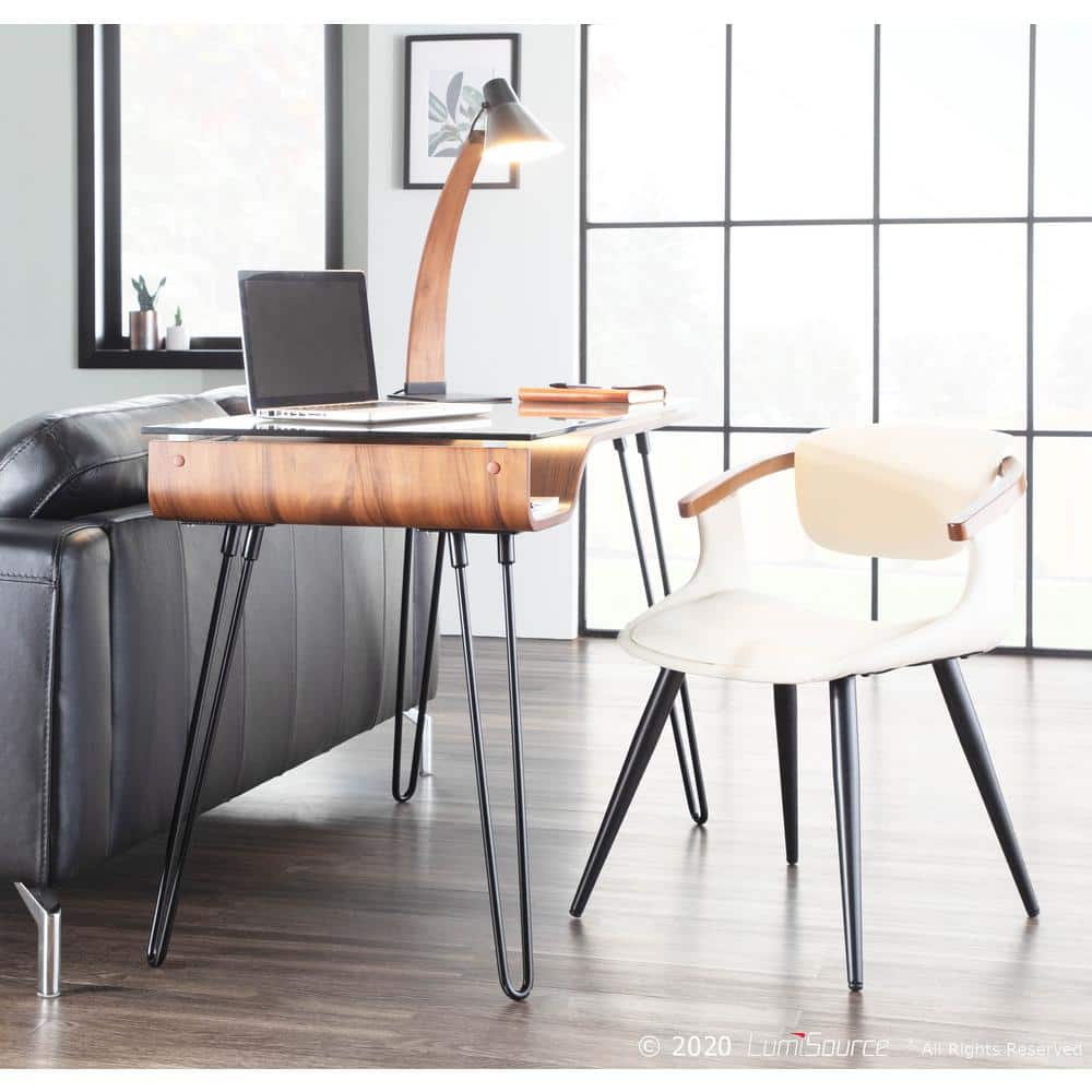 Elevate Cream Faux Leather Side Chair with Bamboo Frame