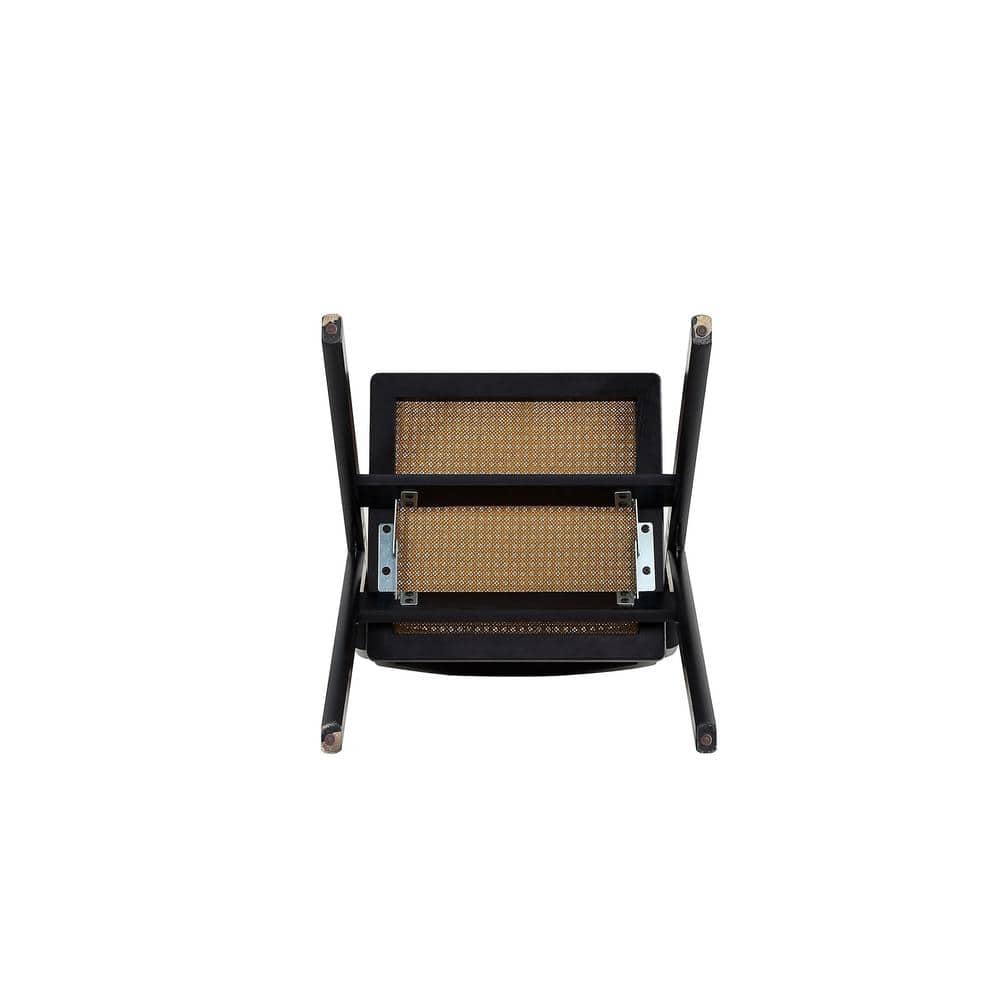 Sleek Black and Natural Cane Folding Side Chair Set
