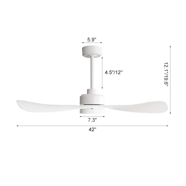 MLiAN 42 in. Dimmable Smart LED Indoor White 3-Blades Ceiling Fan 