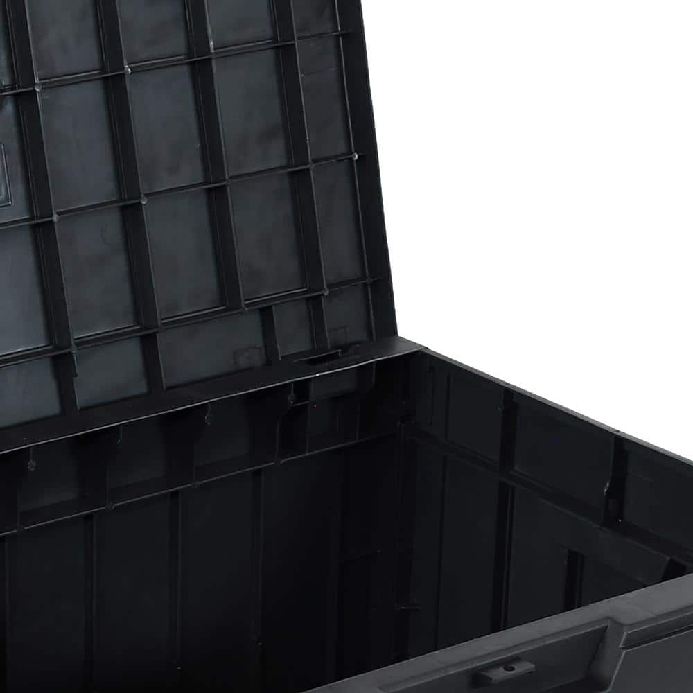 Phantom Gray Lockable Resin Deck Box with Faux Wood Design