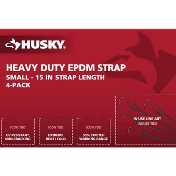 15 in Heavy Duty EPDM Tarp Strap, 4 Pack
