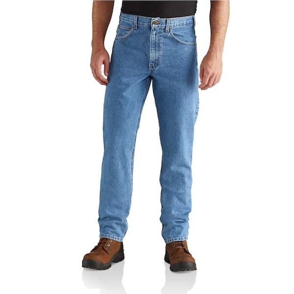 Carhartt Men's 46 in. x 34 in. Stonewash Cotton Straight Fit Tapered ...