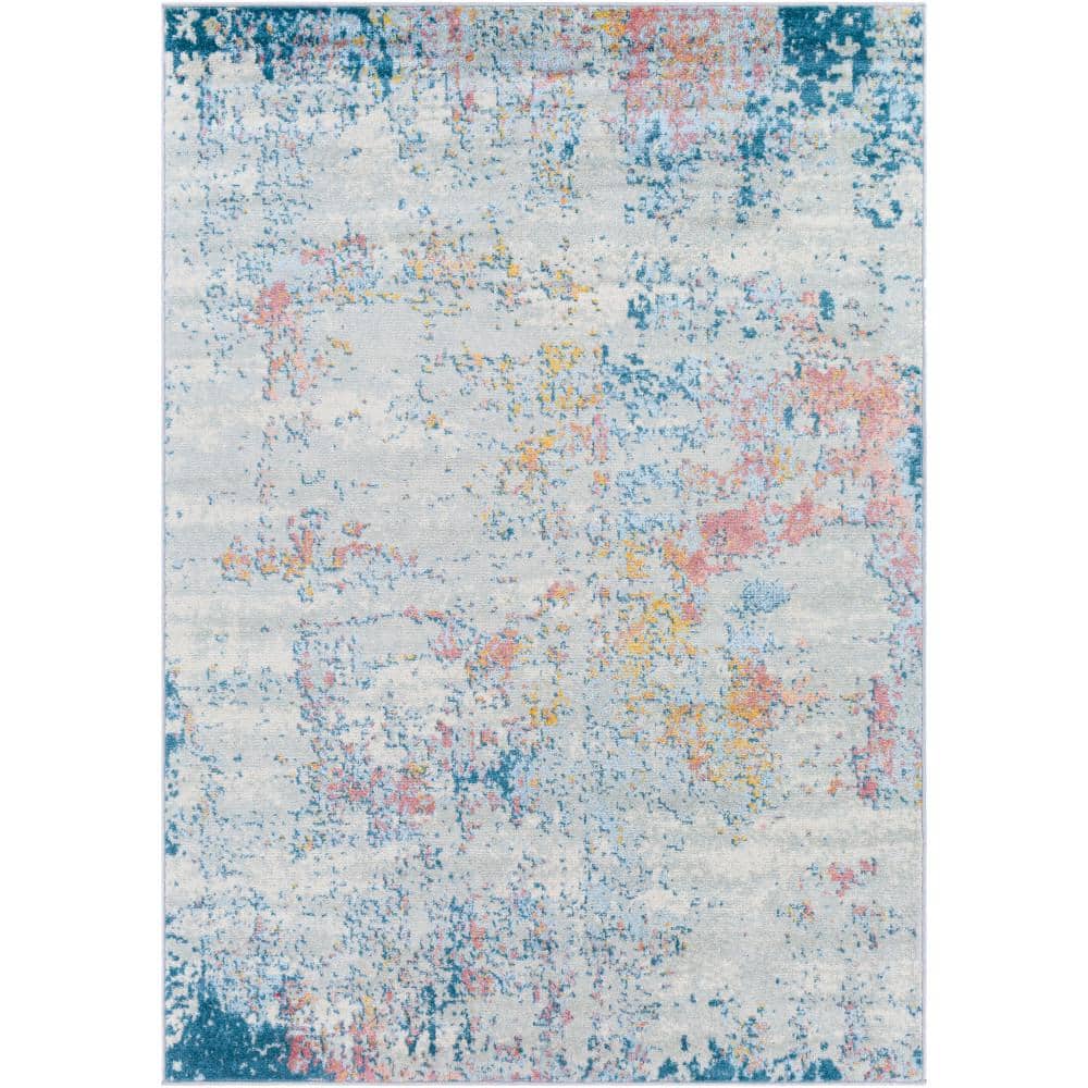Yamikani Navy 7 ft. 10 in. x 10 ft. 3 in. Abstract Distressed Area Rug