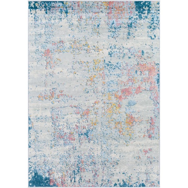 Yamikani Aqua/Coral 8 ft. x 10 ft. Indoor Area Rug