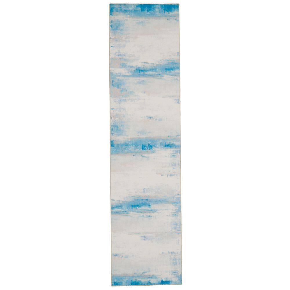 Washable Ivory 2 ft. x 8 ft. Modern Woven Abstract Polyester Rectangle Indoor Area Rug price history on PriceWatchPro