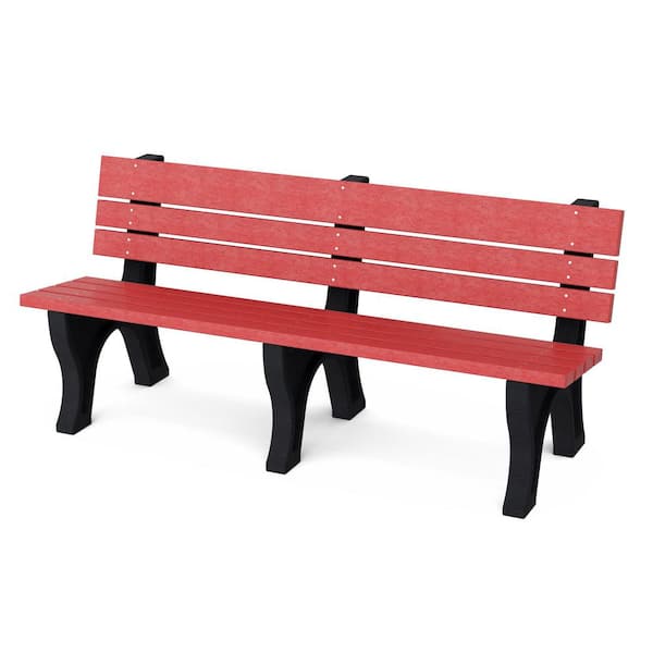 Wildridge Heritage 6 ft. Cardinal Red and Black HDPE Plastic Outdoor Park Bench