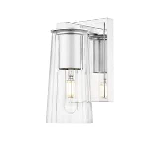 Titus 1-Light Chrome Wall Sconce with Clear Glass Shade