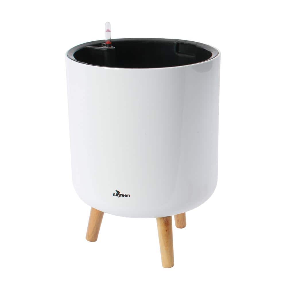 Modena 12.7 in. White Self Watering Planter with Stand