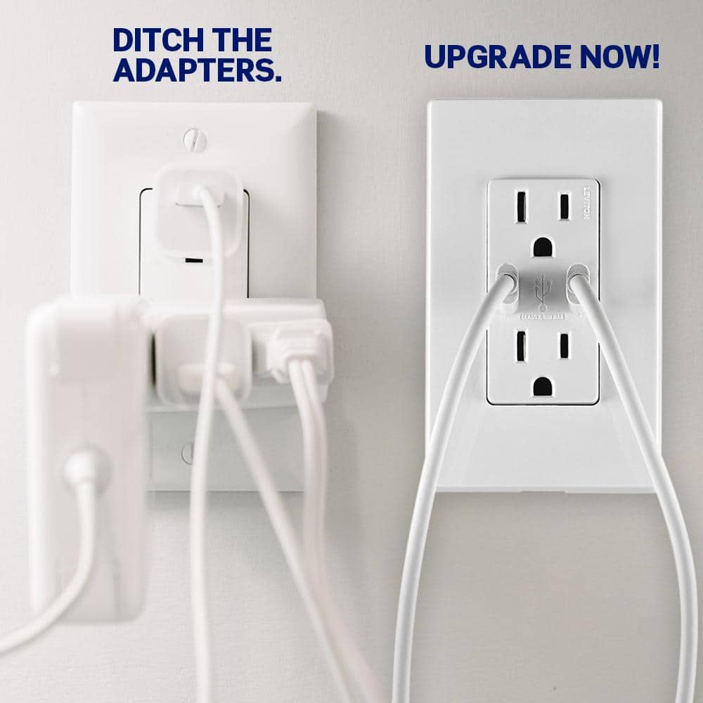Ivory 15A Tamper-Resistant Outlet with Dual USB Type-C Ports