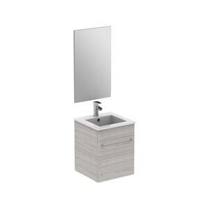 Qubo pack 16 in. W x 16 in. D Vanity in Sandy Grey with Vanity Top in White with White Basin and Mirror
