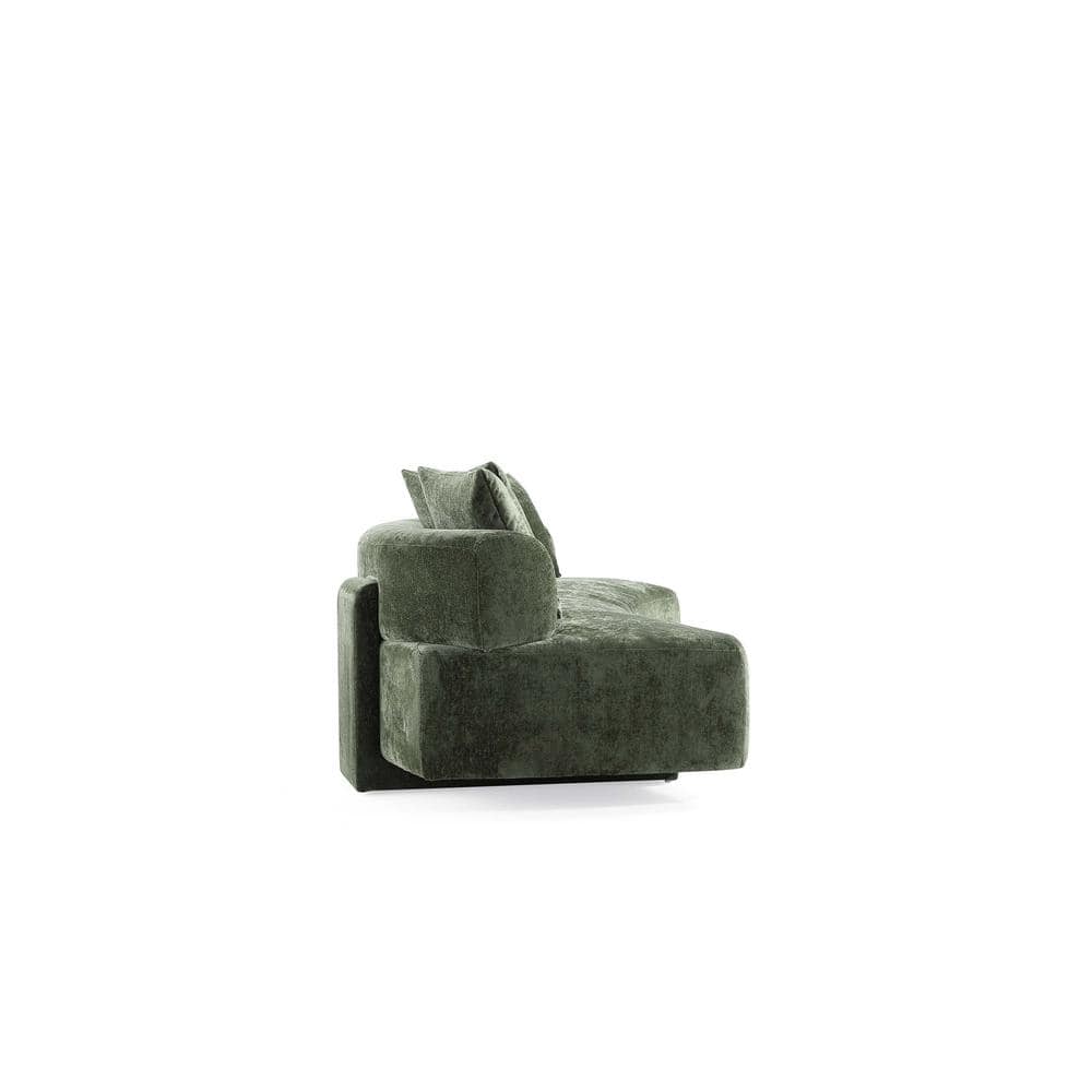 Olive Green Chenille 3-Piece Sofa and Accent Chairs Set