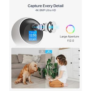 4K 8MP Plug-in Smart Home Security Camera Indoor, 360° PT Baby/Pet Monitor, One-Touch Call, 2-Way Video, 2.4/5GHz