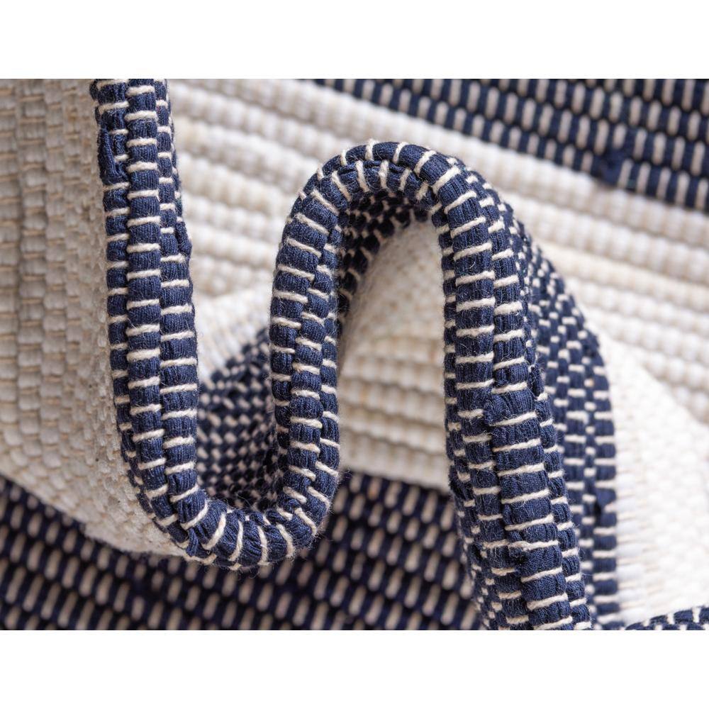 Handwoven Navy Blue Stripe Indoor Runner with Recycled Cotton