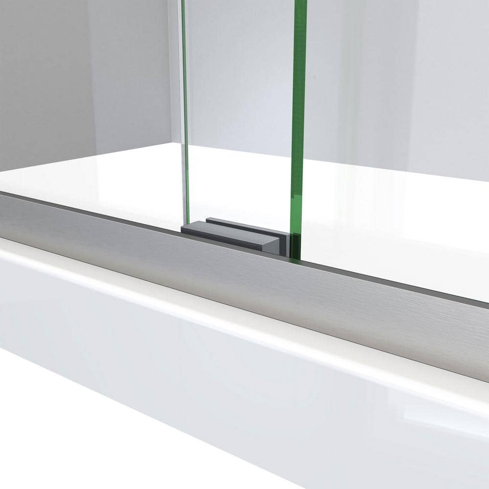Charisma-X 56-60'' W x 76'' H Frameless Brushed Nickel Sliding Shower Door